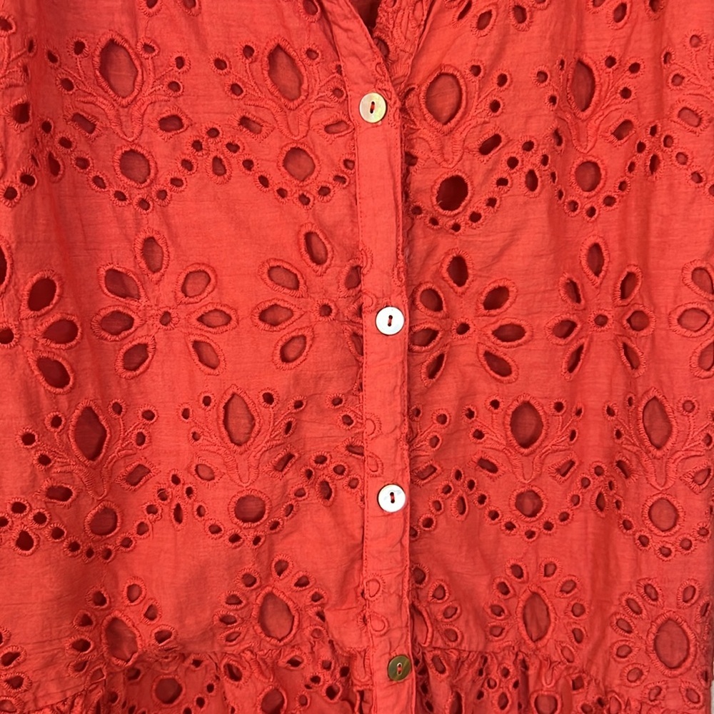 Karyn Seo Floral Eyelet Collared Neckline Sleeveless Midi Dress Size S - Picture 4 of 7